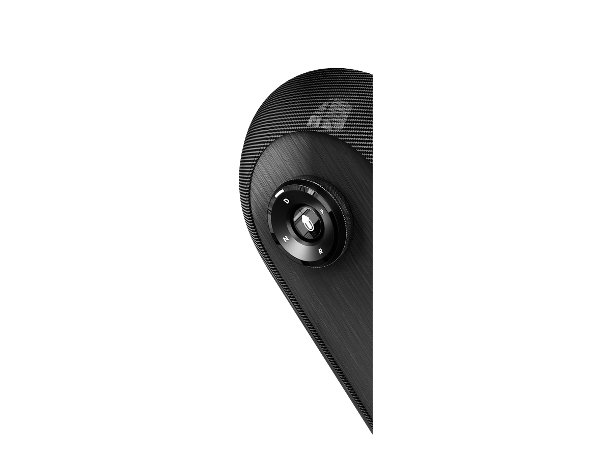 Rotary gear selector in carbon fiber