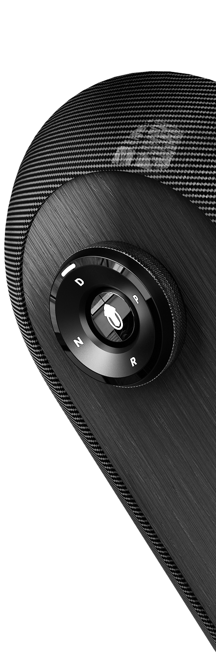 Rotary gear selector in carbon fiber